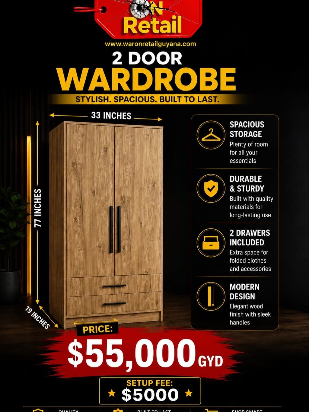 2 Door Wardrobe