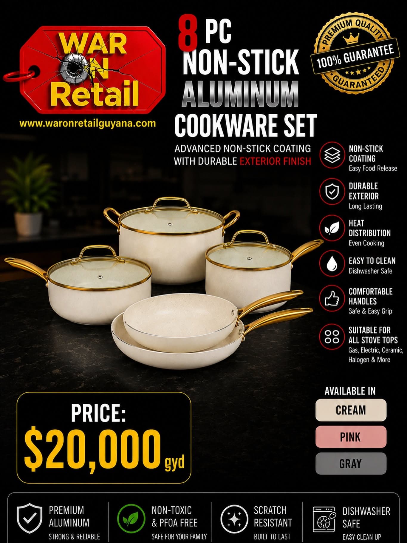 8 Pc Non-Stick Aluminum Cookware Set — image 1