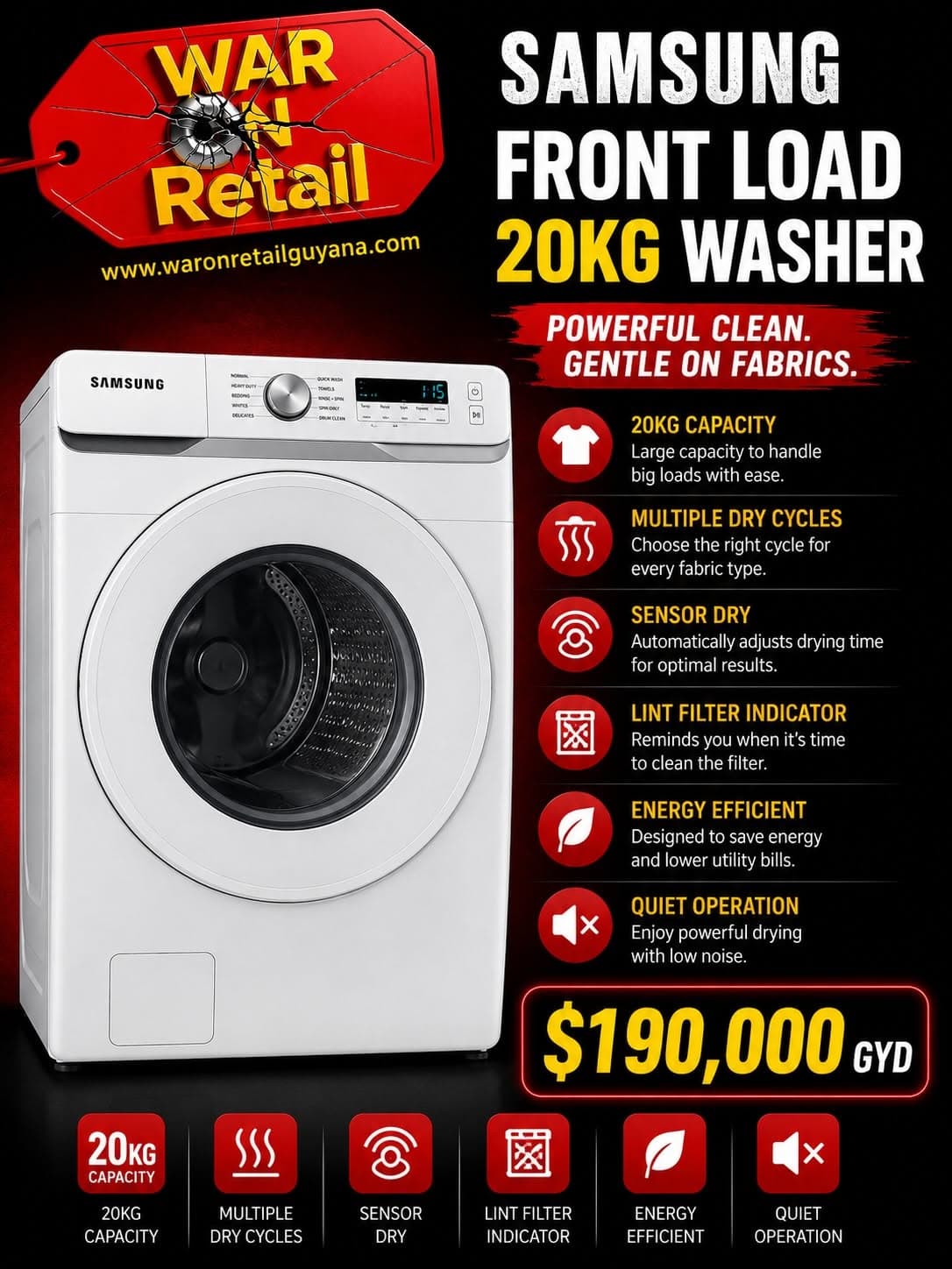 Samsung Front Load 20KG Washer — image 1