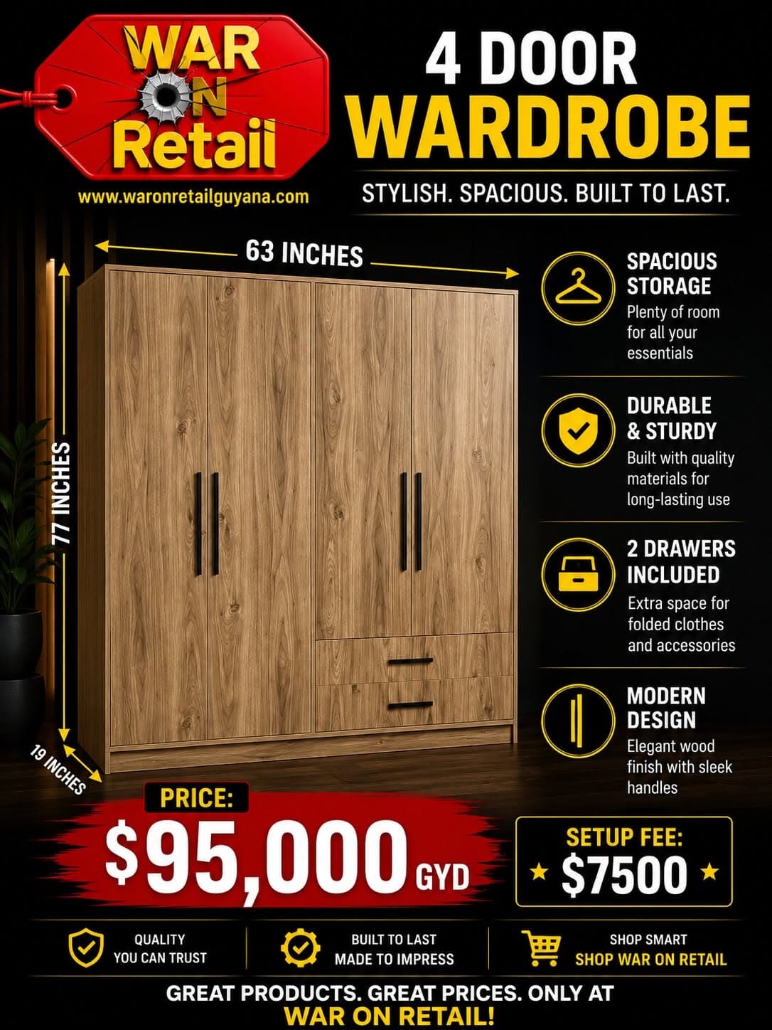 4 Door Wardrobe with 2 Drawers — image 1