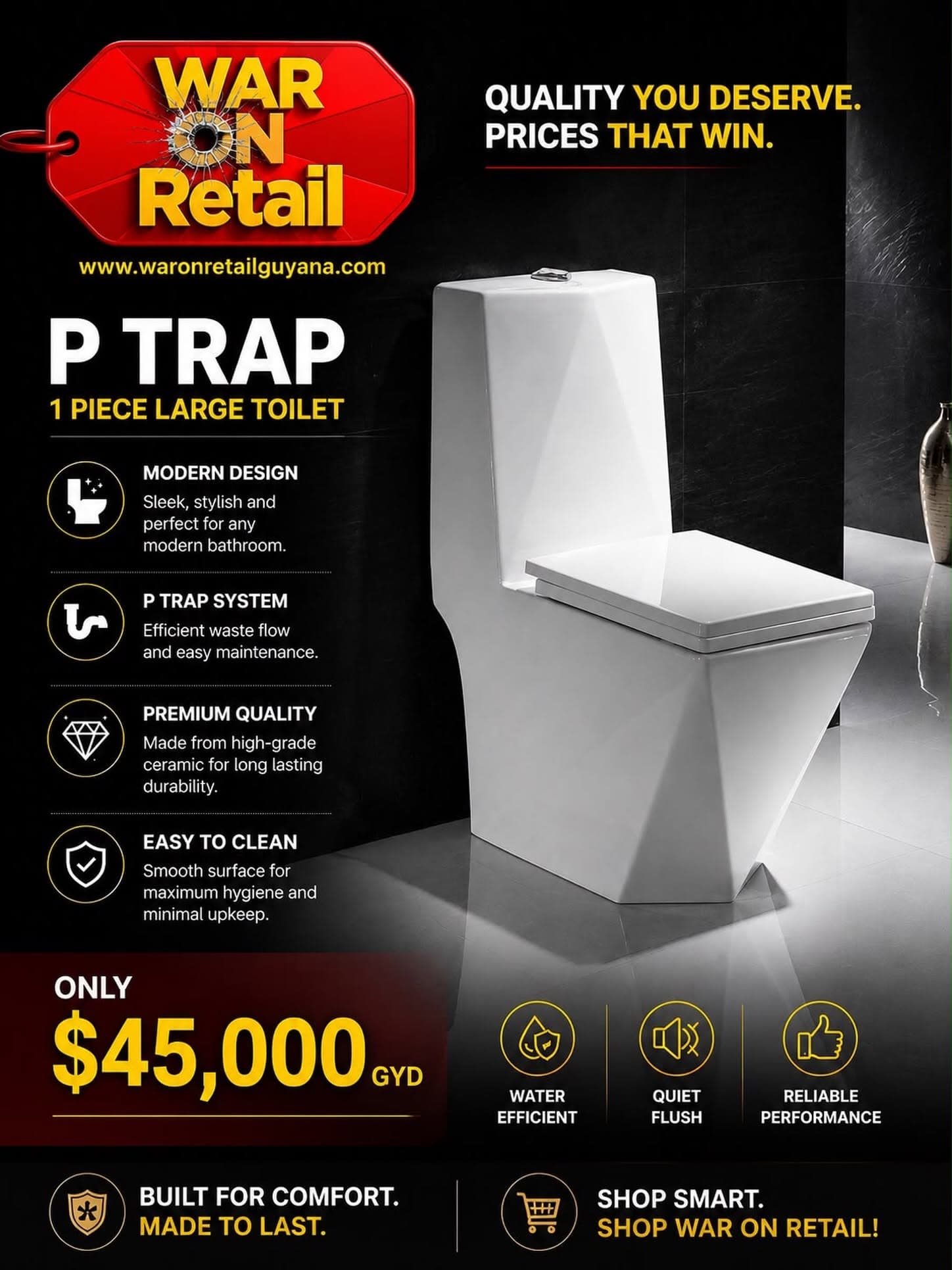 P Trap 1 Piece Large Toilet
