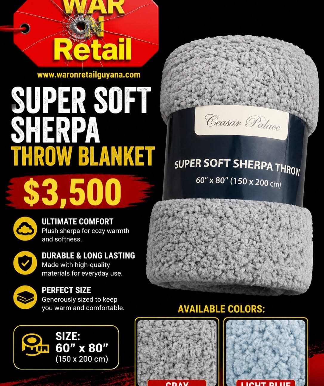 Super Soft Sherpa Throw Blanket (Ceasar Palace brand) — image 1