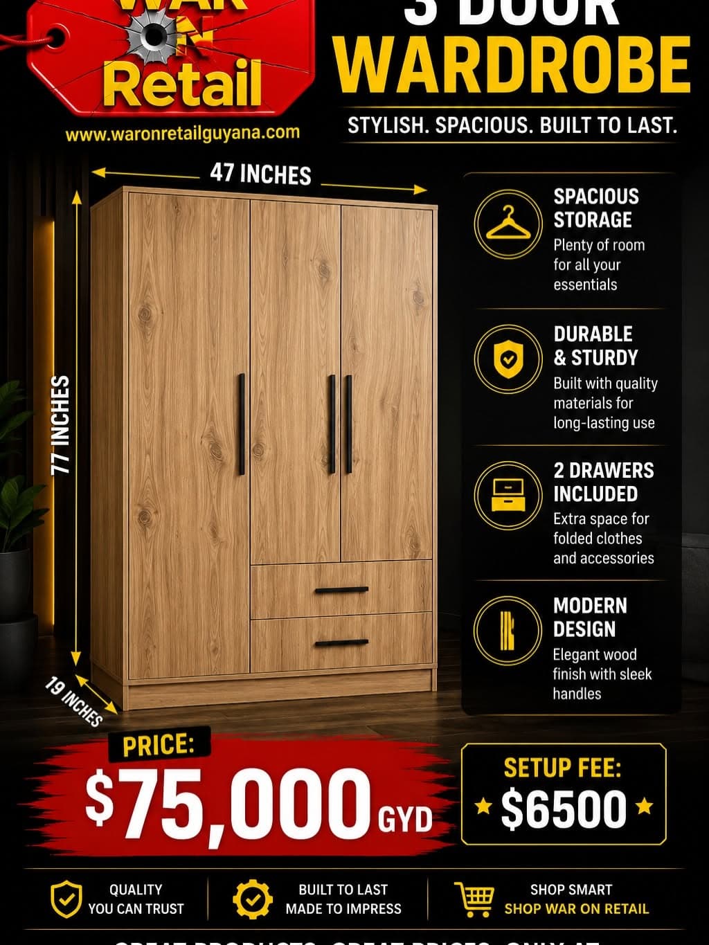 3 Door Wardrobe — image 1